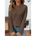thumbnail image 6 of Eytino Women's Cable Knit Crewneck Sweaters Casual Long Sleeve Pullover Sweater Tops Fall Sweater 2025 Breen M, 6 of 11