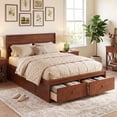 thumbnail image 2 of Gymax Full Size Bed Frame w/Storage Drawers Headboard Wooden Slat Support Walnut, 2 of 10