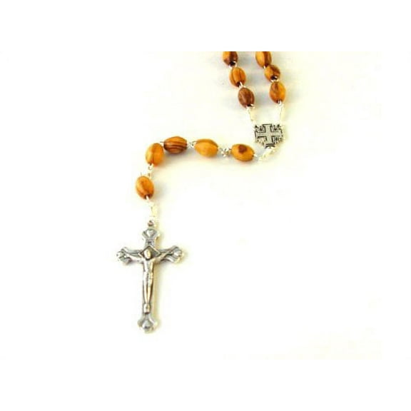 Olive Wood Rosary with the Jerusalem Cross Centerpiece