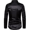 thumbnail image 3 of Men's Shiny Sequins Shirt Silk Like Satin Button Up Disco Party Dress Shirts Casual Long Sleeve Standard-Fit Tops, 3 of 4