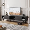 thumbnail image 1 of Pinmoco centro de entretenimiento para TV de 75 pulgadas mueble bajo con almacenamiento y gestión de cables, color ceniza negro, 1 of 8