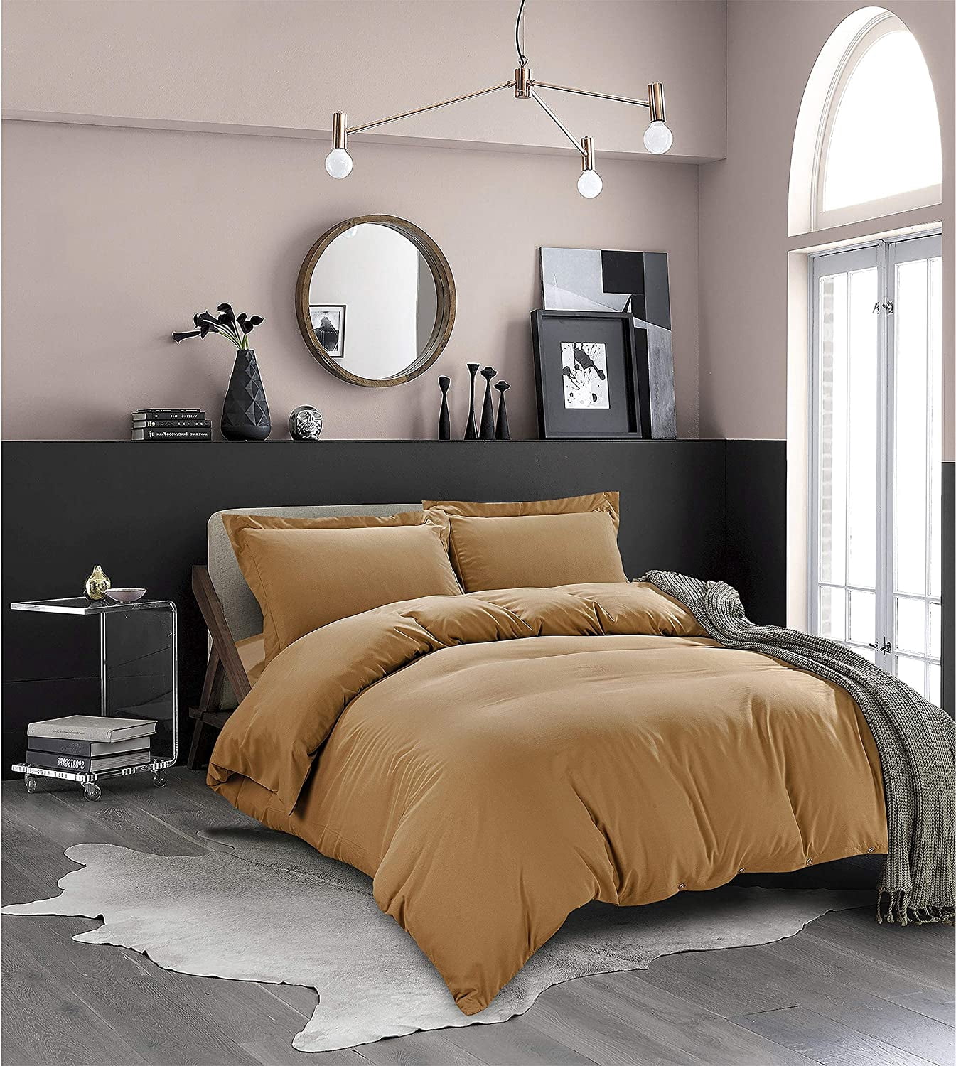 3-Piece Duvet Cover Set, 1800 Thread Count, Button Closure, Solid Color - Cooling, Breathable Material- Wrinkle, Fade, Stain Resistant, King/California King, Brown
