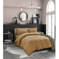 thumbnail image 2 of Mocassi Soft and Cozy Solid Duvet Cover with Matching Sham, Button Closure & Corner Ties, 3-Piece Set, Full/Queen, Bronze, 2 of 5