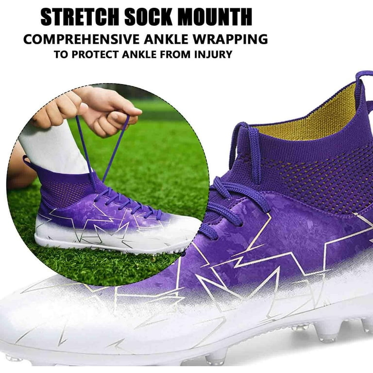 Mecamy soccer cleats for mens rubber sole football boots comfortable outdoor soccer shoes for women non slip speed leather football boots