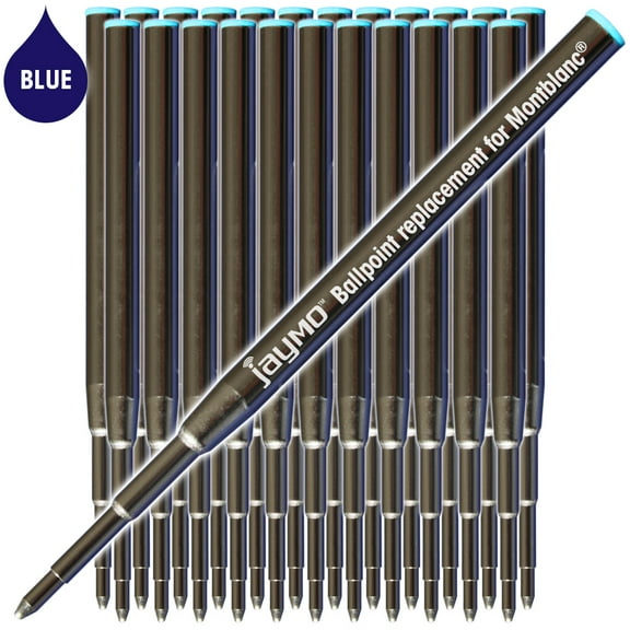 Jaymo Replacement for Montblanc 128214 - Measures 3.875 in / 98 mm Long - Ballpoint Pen Refill - 24 Blue