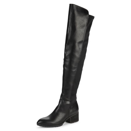 Charles David Reason Black Vegan Leather 50/50 Fitted Over The knee Riding Boots (Black, 5.5)