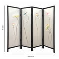 thumbnail image 6 of 4 Panel Wooden Screen with Hand painted Fabric Design, Brown & Beige - Saltoro Sherpi, 6 of 6