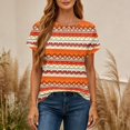 thumbnail image 6 of Backless Cross V-Neck Top for Women - Short Sleeve Graphic Print Tee, Sexy Open Back Blouse for Women's Summer Party & Casual Outfits Saffron XXL, 6 of 7