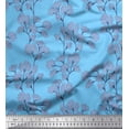 thumbnail image 1 of Soimoi Poly Georgette Fabric Yellow Blue Flower Floral Printed Fabric 1 Yard 42 Inch Wide, 1 of 1