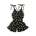 thumbnail image 2 of Seyurigaoka Girls Playsuit with Belt, Polka Dot Romper, Ruffles Strap Jumpsuit, 2 of 5