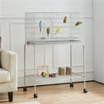 thumbnail image 5 of Alden Design 47" Metal Bird Cage with Slide-Out Tray and Rolling Stand, Light Gray, 5 of 7