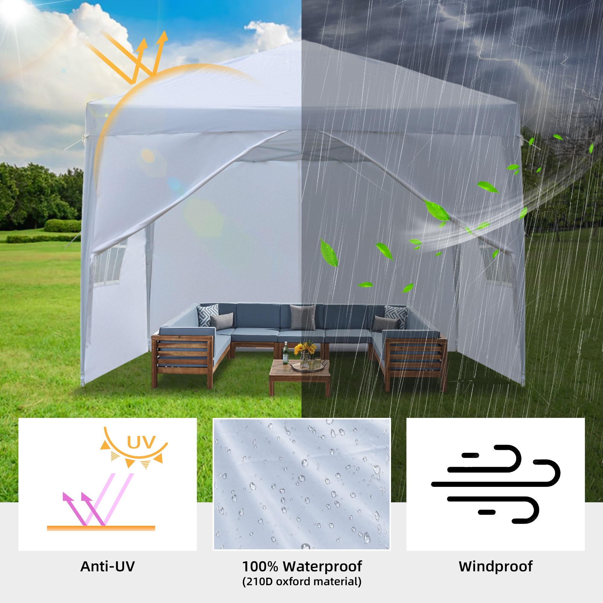 10'x10' Outdoor Wedding Party Tent with 4 Sidewalls, SEGMART Pop Up Canopy Tent with 3 Adjustable Heights, Portable Waterproof Instant Patio Gazebo Tent with Carrying Bag for Garden Pavilion - image 5 of 9
