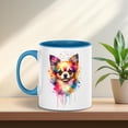 thumbnail image 3 of Watercolor Drip Chihuahua Pop Art Colorful Portrait Artwork 11oz Accent Two-tone Mug Dog Lover Gifts Idea Coffee Tea Cup - 01009, 3 of 5