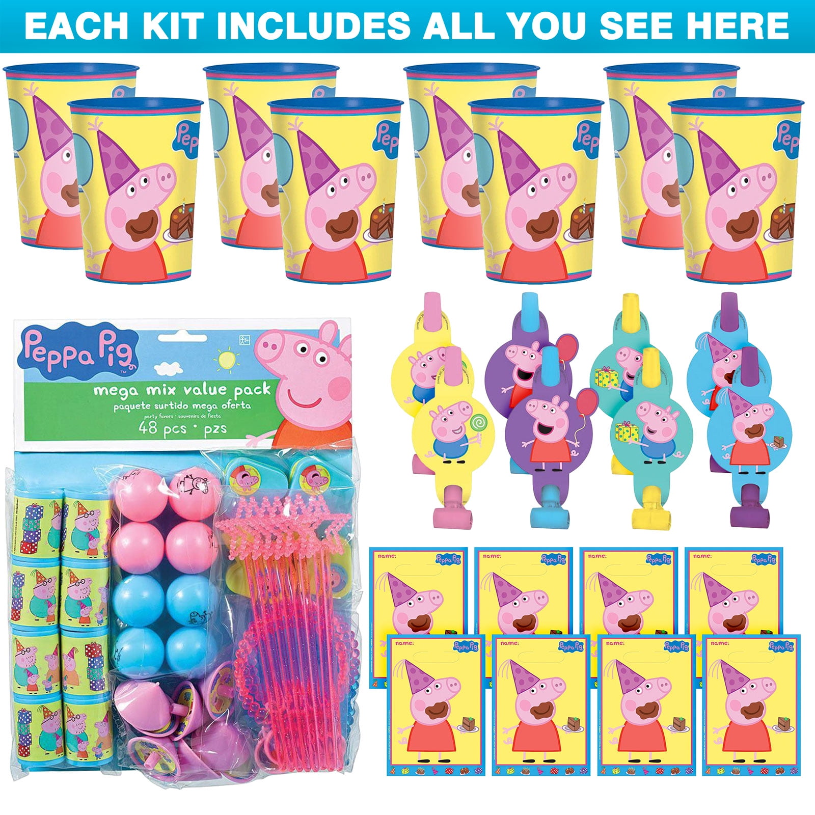 Peppa Pig Party Supplies Peppa Pig Party Favor Kits (For 8 Guests) - Walmart.com - Walmart.com