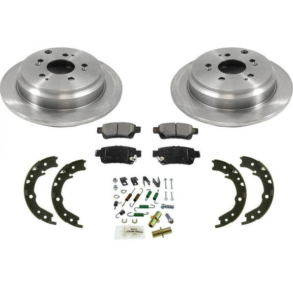 Fits 2005-2010 Odyssey Rear Brake Rotors Ceramic Pads Parking Shoes Springs Kit