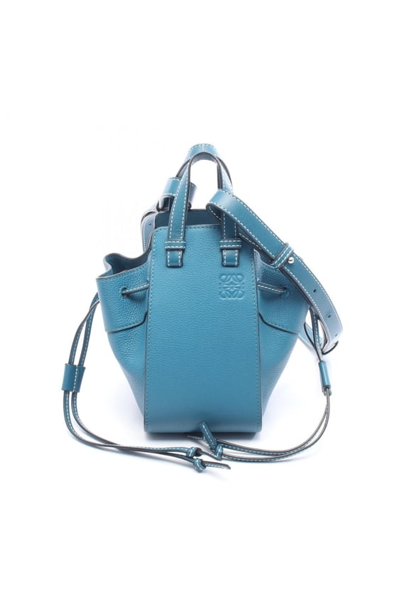 Pre-Owned LOEWE Hammock Drawstring Bag, Mini Handbag, Leather, Women's, Blue (Good)