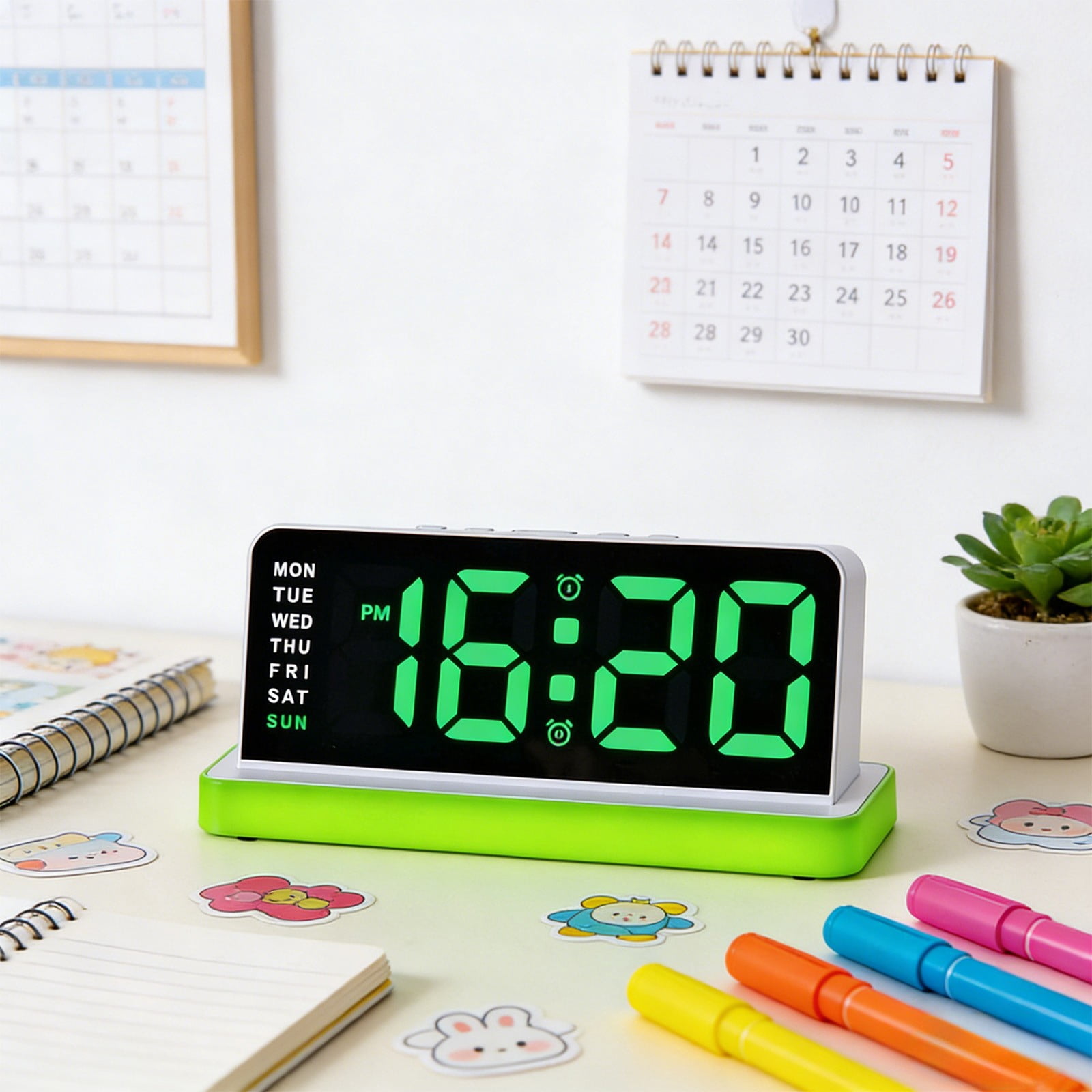 Dxssxc Digital Wall Clock, Led Alarm Clock With Large Display & Digital Calendar, Temperature & Date Display, Adjustable Brightness, For Bedroom, Living Room, Office, Kitchen