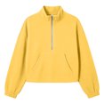 thumbnail image 5 of BUIGTTKLOP Cropped Sweatshirts for Women Lightfleece Lined Half Zip Collared Pullover Tops Loose Fit Comfy Top Fall Fashion Outfits Clothes, 5 of 8