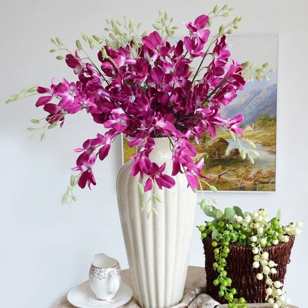 Rama De Flores De Orquídeas Artificiales Decorativas, Flor De Orquídea Falsa De Seda Decorativa Hecha A Mano Para Decoración Del Hogar, Boda Y Jardín, Color