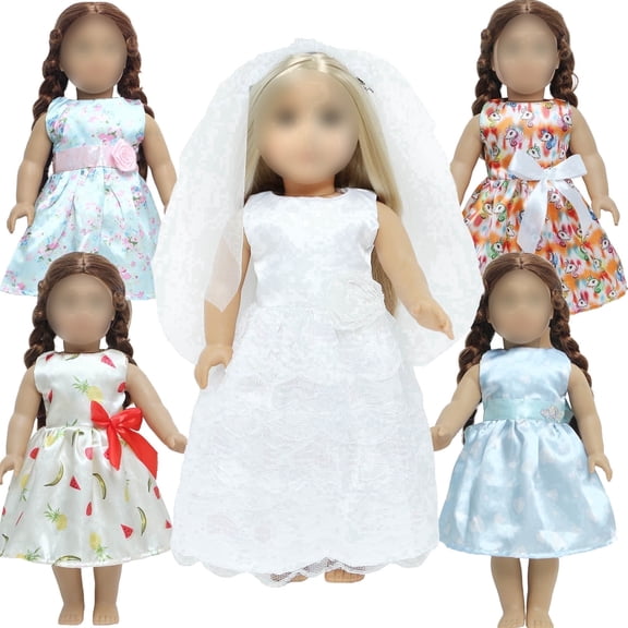 Leadyeah Random  5Pcs American 18 inch Doll Clothes for Girl , Sweet Cute Dresses Gift