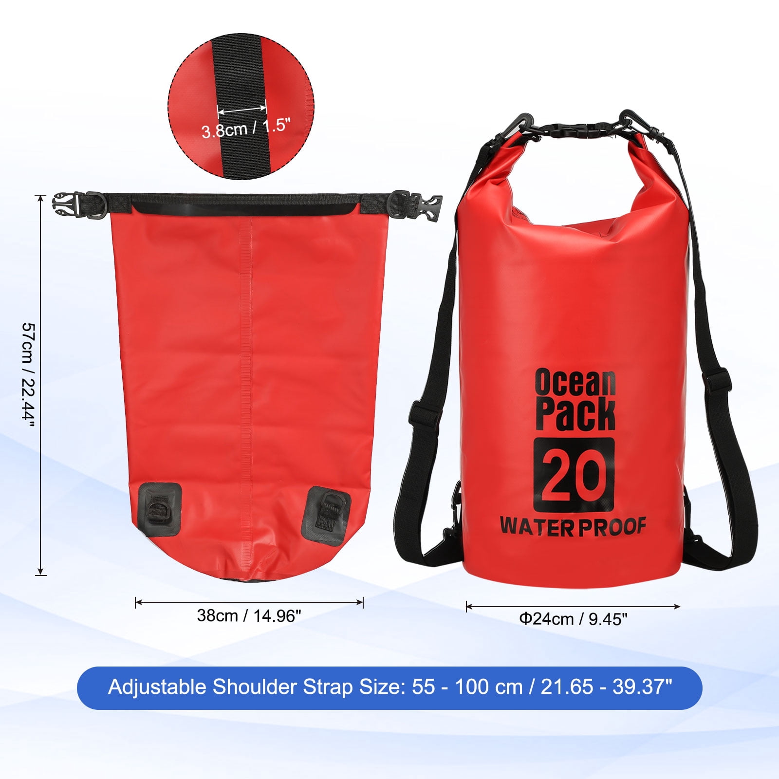 Uxcell Waterproof Dry Bag, 20L Water Proof Bags Lightweight Dry Storage Floating Backpack with Whistle (1 Pack, Red)