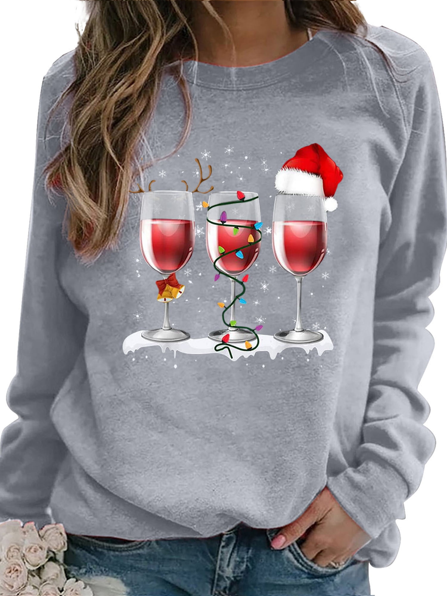 Sexy Dance Plus Size Women Christmas T-Shirts Tops Long Sleeve Round ...