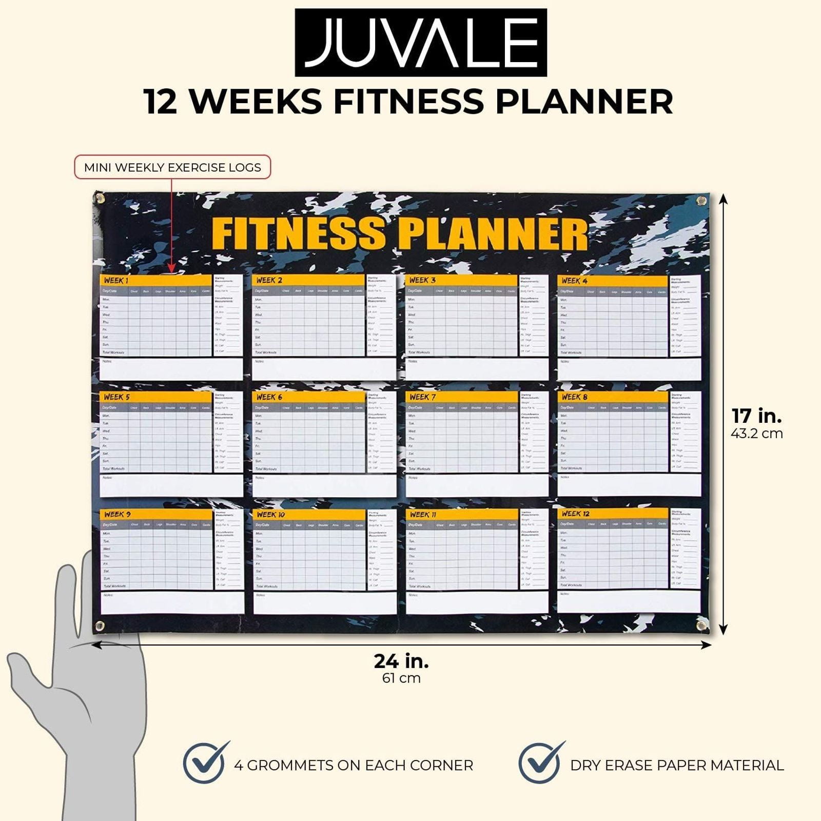 Juvale Dry Erase Weekly Planner 12