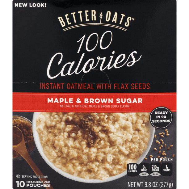 Better Oats, Instant Oatmeal, Maple & Brown Sugar, 100 Calorie Pack, 10