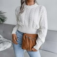 thumbnail image 5 of HTNBO Crop Sweaters for Juniors Long Sleeve Chunky Knit Cute Cropped Sweater for Women, 5 of 6