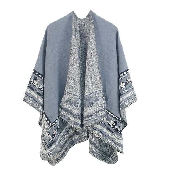 Women Winter Warm Oversized Printing Blanket Cape Wraps Shawl Cardigans