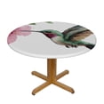 thumbnail image 3 of Autua Hummingbird Pink Flower Round Tablecloth, Stain-Resistant & Washable, Ideal for Indoor and Outdoor Use, Wedding, Party, Outdoor Fitted Table Cover 46"-50, 3 of 8