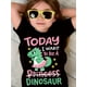 thumbnail image 1 of Adorable Girls' Dinosaur Print T-Shirt - Soft Cotton, Crew Neck, Short Sleeve - "Today I Want to Be a Princess" Design with Cartoon Dinosaur & Stars - Perfect for Spring/Summer/Fall, 1 of 6