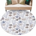 thumbnail image 2 of Round Area Rug 6ft,Sea Starfish Shell Blue Coral Washable Carpet Non-Slip Runner Accent Rugs Indoor Floor Mat for Bedroom Living Room Decor,Summer Ocean Theme, 2 of 9