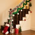 thumbnail image 4 of 70.87 Inch Christmas Garland with Lights, Red and Gold Fireplace Mantel Decoration with Flowers, Bows, Ornaments, Artificial Leaves, Holiday Door & Window Décor, 4 of 5