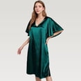 thumbnail image 2 of Women's Satin Midi Dress with V-Neckline and Flutter Sleeves for a Relaxed Elegant Fit - Large, Dark Olive, 2 of 7