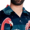 thumbnail image 5 of Flamingo Tropical Rainforest Men's Short Sleeve Button Down Beach Shirts, Casual Printed Summer Unisex Tops, 5 of 6