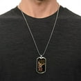 thumbnail image 4 of Men's Bronze Archangel St. Michael Shield Necklace, Antiqued Brass Chain, St Michael Protect Us in Battle Police Dog Tag - Graphic Military Dog Tag Necklace (Optional Personalized Engraving), 4 of 5