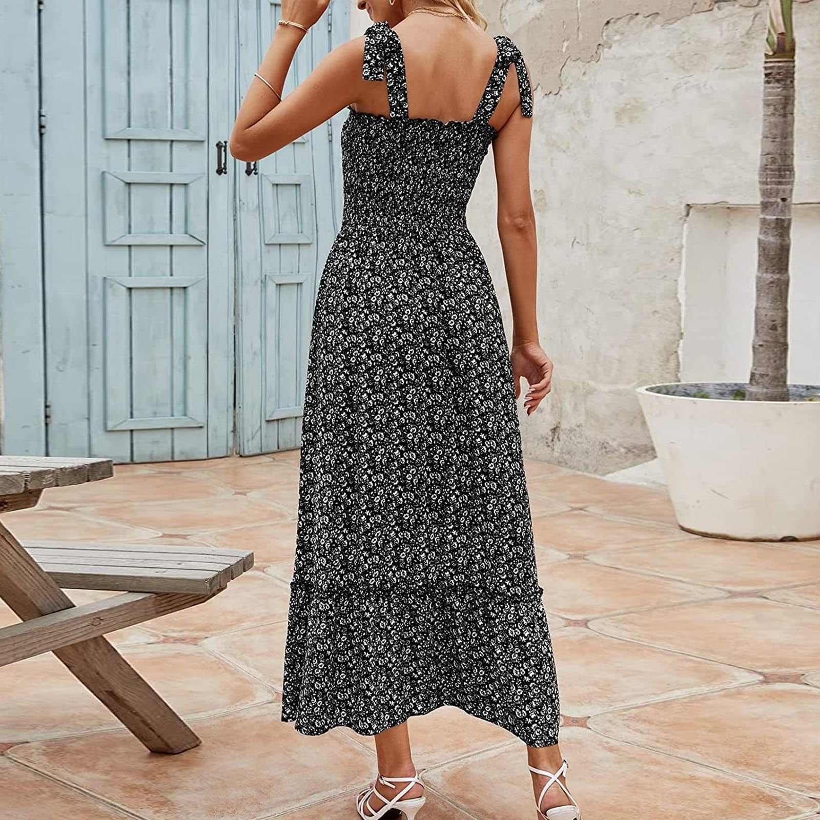 CFXNMZGR Women's Flowy Maxi Sundress - Summer Boho Floral