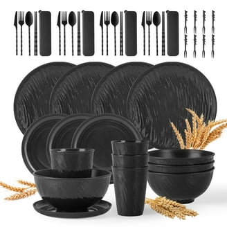 Buenisimo Lightweight Bamboo Melamine Dinnerware Set, Kitchen