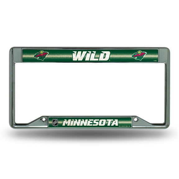 Minnesota Hockey Wild Standard Size Chrome License Plate Frame - It Sparkles!