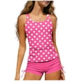 thumbnail image 3 of WAVSUF Girls Tankini Swimsuit 2 Piece High Waist Polka Dots Round Neck Sleeveless Summer Pool Swimsuit Hot Pink 10-12, 3 of 9