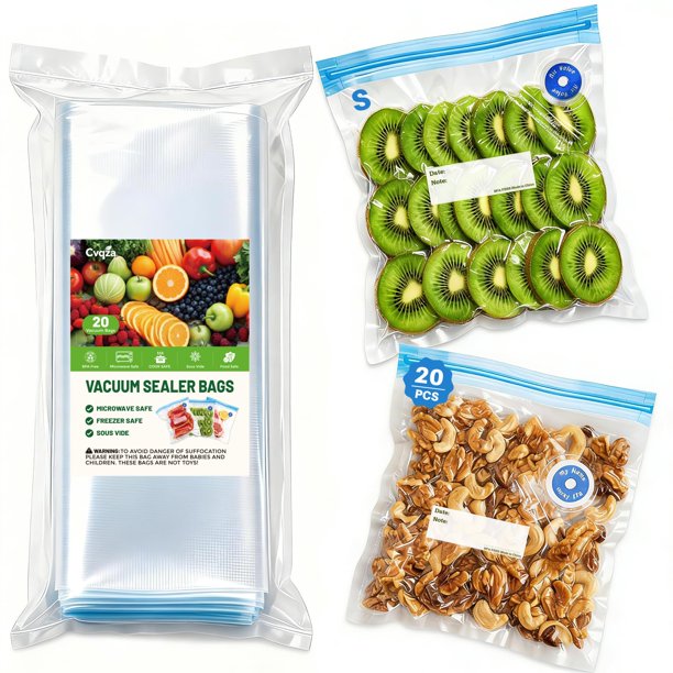 Bolsas reutilizables para sellado al vacío Cvqza, libres de BPA, 22 x 21 cm, 20 unidades