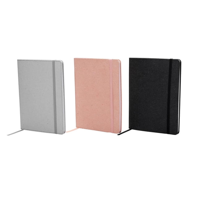 Paquete 50 piezas Libreta Camus con 70 hojas de raya hecha de piel reciclada negro 13 x 18