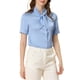thumbnail image 5 of BLUSA DE SATÉN ELEGANTE CON NUDO PARA MUJERES CHIC, CAMISA DE OFICINA DE MANGA CORTA Y BOTONES, TALLA XS, AZUL, 5 of 7