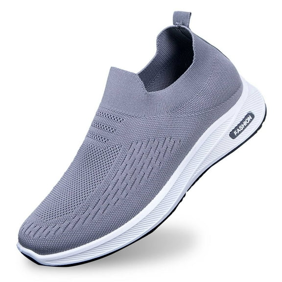 Men's Spring And Summer Fashion Breathable Solid Color Casual Shoes Comfortable And Light On Shoes 7.5 Light Gray