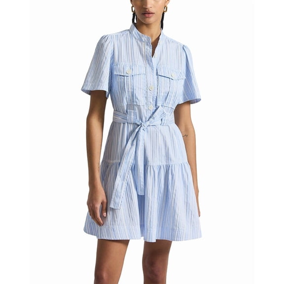 Derek Lam 10 Crosby womens Clynton Pintuck Stripe Shirtdress, 2, White