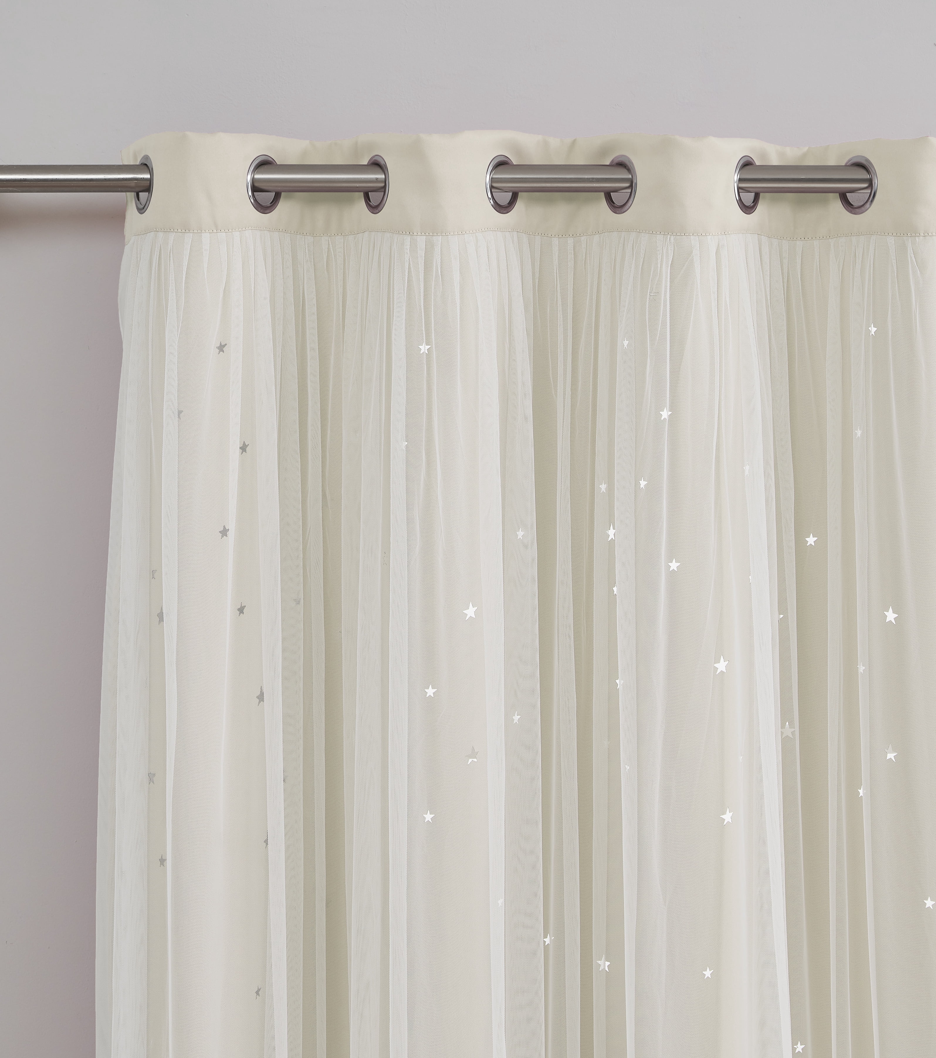 Star Cut-out Blackout Window Panel Pair White 50x84X2