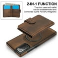thumbnail image 4 of Decase for Samsung Galaxy Note 20 Flip PU Leather Back Cover with 2-in-1 Detachable Magnetic Wallet with 5 Card Slots Compatible Mag-Safe and RFlD Blocking Kickstand & Wireless Charging,Brown, 4 of 6