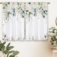 thumbnail image 6 of Watercolor White Flower Kitchen Curtains Spring Floral Green Leaves Small Short Cafe Window Curtains Olive Eucalyptus Botanical Bathroom Drapes Treatment Tier Curtains 2 Panels (27.5x39 Inch), 6 of 6