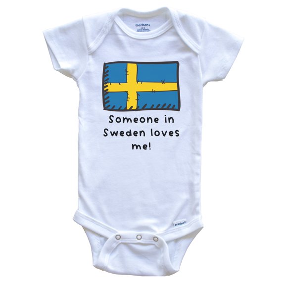 Someone in Sweden Loves Me Swedish Flag Cute Baby Bodysuit